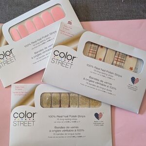 Color Street Pink Gold and Plaid Nail Strips New But Open Packages Set Of 3